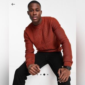 Cable knit sweater - burnt orange